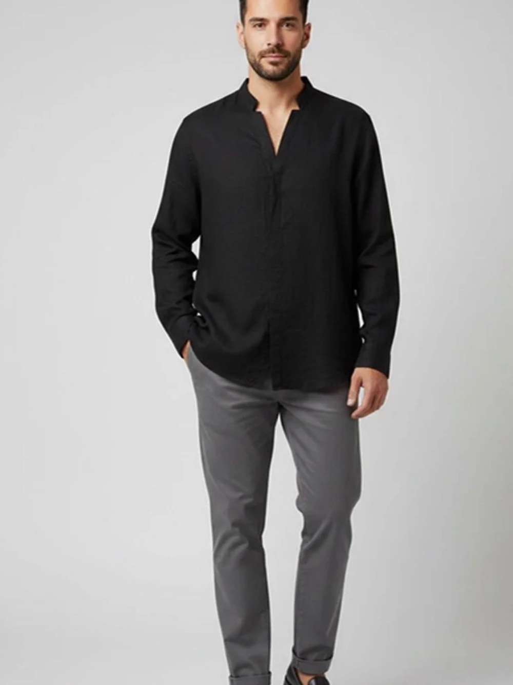 Men’s Baird McNutt Murano Mandarin Collar Shirt Sz Lg